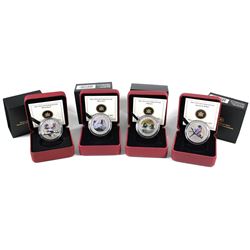 2013 Canada 25-cent Coloured Birds Series - Mallard, Wood Duck, American Robin & Barn Owl. 4pcs