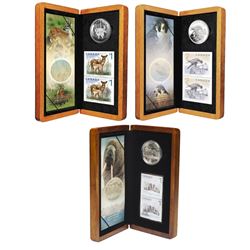 2005 & 2006 Canada $5 Coin and Stamp Sets - 2005 White-Tailed Deer and Fawn, 2005 The Atlantic Walru