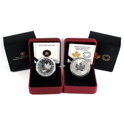 2013 Canada $5 25th Anniversary of the Silver Maple Leaf with Gold Plating & 2014 $5 Bullion Replica