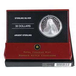 2007 Canada $30 National War Memorials - Vimy Ridge Memorial Sterling Silver Coin.