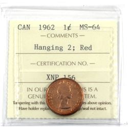 1962 Canada 1-cent ICCS Certified MS-64 Hanging 2
