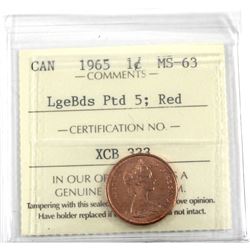 1965 LgeBds pointed 5 1-cent ICCS Certified MS-63; Red