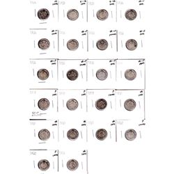 1919-1936 Canada 10-cents: 3x 1919 Fine, 4x 1931 VG, 2x 1932 Fine, 2x 1934 VG, 2x 1935 G-VG, 9x 1936