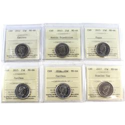 25-cent 2012, 2013 Arctic Expedition, 2015, 2015 Poppy, 2016 & 2017 Stanley Cup ICCS Certified MS-66