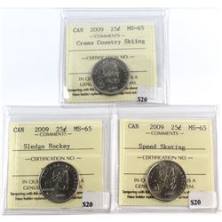 Group Lot 2009 Canada Olympic 25-cent ICCS Certified MS-65. You will receive Speed Skating, Cross Co