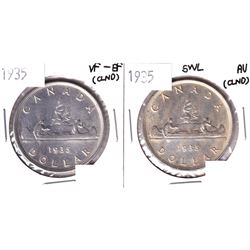 1935 VF-EF & 1935 SWL AU Silver Dollar (cleaned). 2pcs