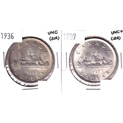 1936 & 1937 Silver Dollar UNC (scratch) 2pcs