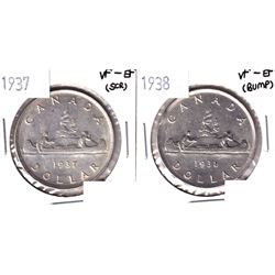 1937 & 1938 Silver Dollar VF-EF (Scratched/Bump) 2pcs