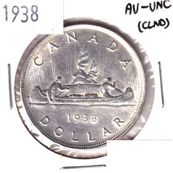1938 Silver Dollar AU-UNC (cleaned)