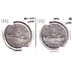 1952 AU-UNC & 1952 NWL AU Silver Dollar (scratched). 2pcs
