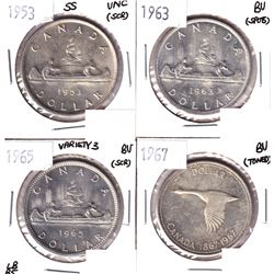 1953 SS, 1963,1965 Variety 3 LB blunt 5 & 1967 silver Dollar UNC/BU condition. 4pcs