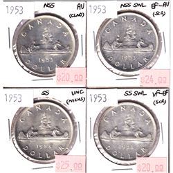 1953 NSS, 1953 NSS SWL, 1953 SS & 1953 SS SWL Silver Dollar VF-EF or Better Condition (cleaned/scr