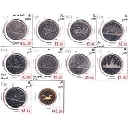 1968-1989 Canada Nickel/Loon Dollars in Proof, Proof-Like & BU condition. Coins contain various impe