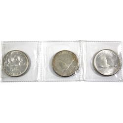 1966 & 2x 1967 Canada Silver Dollars. 3pcs