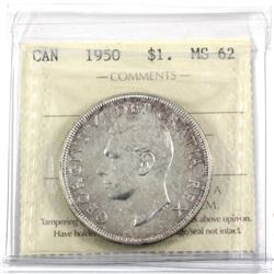1950 SWL Silver Dollar ICCS Certified MS-62