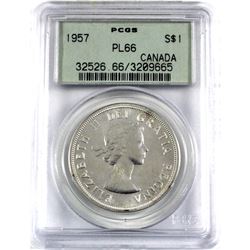 1957 Canada Silver $1 PCGS Certified PL-66.