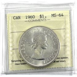 1960 Canada silver Dollar ICCS Certified MS-64