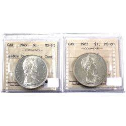 1965 Lgebds Pointed 5 Heavy Cameo MS-62 & 1965 Type V ICCS Certified MS-60. 2pcs