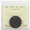 Image 1 : 1899 1-Cent ICCS Certified AU-55. Repunch 9, (not mentioned on holder) Coin has trace red throughout