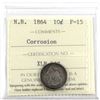 Image 1 : New Brunswick 1864 10-cent ICCS Certified F-15 (corrosion) *Key Date*