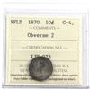 Image 1 : Newfoundland 1870 10-cent Ob.. 2, ICCS Certified  G-4 *Key Date*