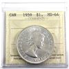 Image 1 : 1959 Silver $1.00 ICCS Certified MS-64. A Bright coin with light toning throughout.