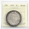 Image 1 : 1935 Silver $1.00 ICCS certified MS-64. An attractive original coin with deep tones just around the 