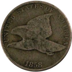 1858 United states Flying Eagle 1-cent 'Large Letters' in VG (scratches on reverse)