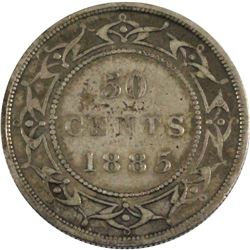 1885 Newfoundland 50-cent in Fine condition. Nice even toning throughout