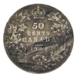 1902 50-cent in F-VF condition, medium to dark tones.