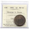 Image 1 : 1892 Canada 1-cent Obverse 2 ICCS Certified Obverse 2 ICCS Certified MS-60 Brown.
