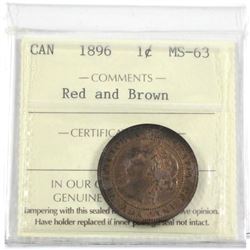 1896 Canada 1-cent ICCS Certified MS-63 Red and Brown.