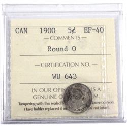 1900 Canada 5-cent Round 0 ICCS Certified EF-40.