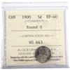 Image 1 : 1900 Canada 5-cent Round 0 ICCS Certified EF-40.