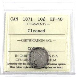 1871 Canada 10-cent ICCS Certified EF-40 (Cleaned).