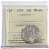 Image 1 : 1929 Canada 25-cent ICCS Certified MS-60.