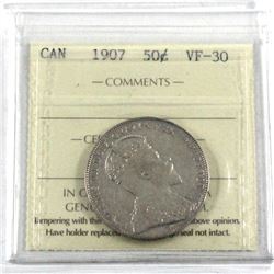 1907 Canada 50-cent ICCS Certified VF-30.