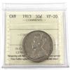 Image 1 : 1913 Canada 50-cent ICCS Certified VF-20.