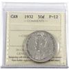 Image 1 : 1932 Canada 50-cent ICCS Certified F-12.