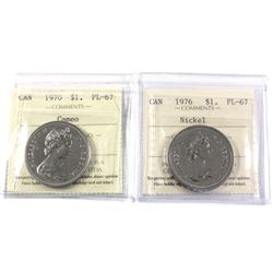$1 Canada 1970 Cameo & 1976 ICCS Certified PL-67 2pcs. Top Grade for ICCS!