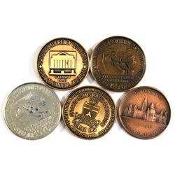 1967, 1976 & 1980 CNA/ONA Ottawa Silver and Bronze Medals. 5pcs