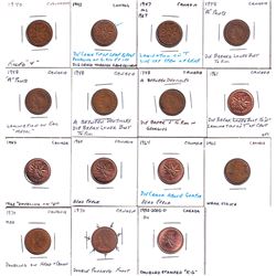 Estate Lot of 15x Canadian 1-cent from a collector who looked for errors and die anomalies like die