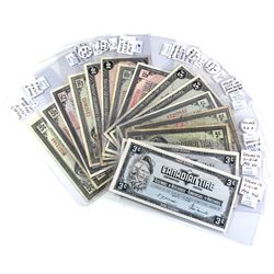 Estate Lot of 15x Mixed Vintage Canadian Tire Paper money. Notes range from AU-UNC to circulated con