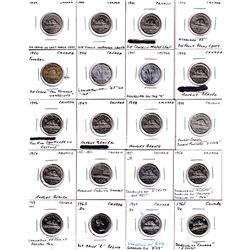 Estate Lot of 1939-1965 Canada 5-cent with Various Errors Including Die Cracks, Doubling or Hungry B
