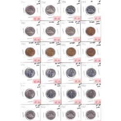 1940-1954 Canada 5-cent Fine to BU (Coins contain various impairments). 48pcs