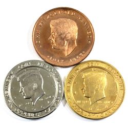 3x Canada John F. Kennedy Commemorative Medallions. You will receive a copper tribute to the memory