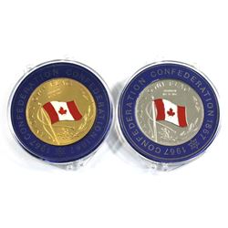 1867-1967 Canada Confederation 'Canada's Own Flag' Enameled Medallions in Plastic Capsules. You will