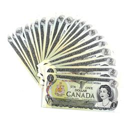 1973 Bank of Canada $1 Notes with a Decent Variety of Prefixes All in UNC+, All Crow-Bouey Signature