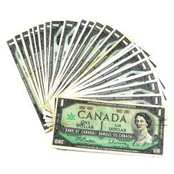 30x 1967 Bank of Canada $1 Centennial Commemorative No Serial Number Notes in Average Condition. 30p