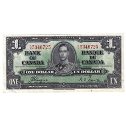 1937 BC-21d $1, Bank of Canada, Coyne-Towers, D/N5346725, AU (Minor Pinholes).